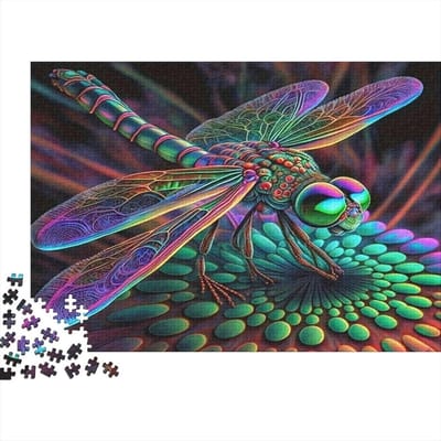 Puzzel Libelle Regenboog - Legpuzzel Volwassenen - Familie Entertainment - Gerecycled Papier - 1000 Stukjes 70x50cm - Multicolor