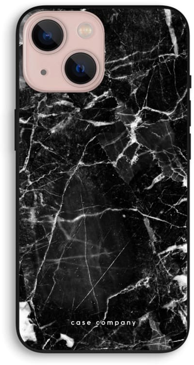 Case Company® - Hoesje geschikt voor iPhone 13 mini hoesje - Zwart Marmer - Biologisch Afbreekbaar Telefoonhoesje - Bescherming alle Kanten en Schermrand