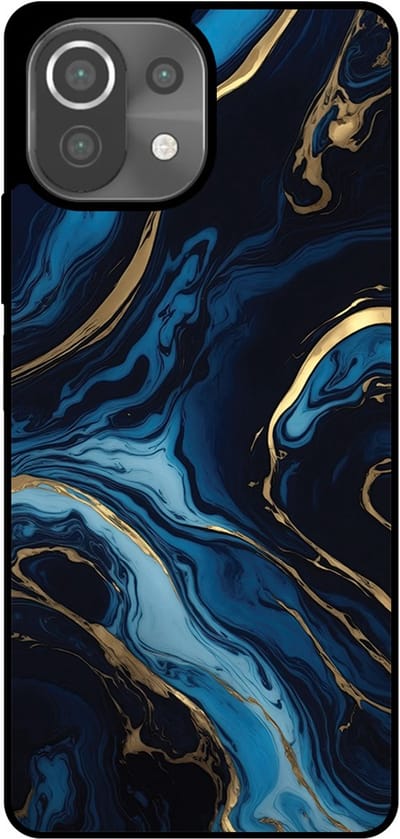 Smartphonica Telefoonhoesje Geschikt voor Xiaomi 11 Lite met marmer opdruk - TPU backcover case gold blue marble design - Goud Blauw geschikt voor Xiaomi 11 Lite