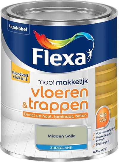 Flexa - Mooi Makkelijk Vloeren & Trappen Zijdeglans - Midden Salie - Mengverf - 750 Ml
