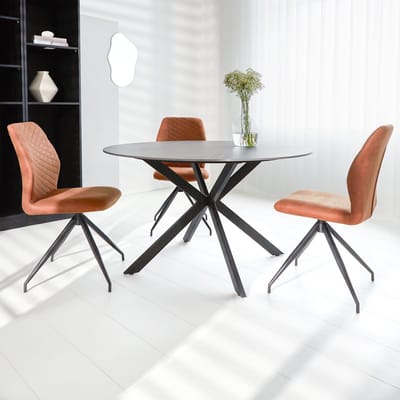 Dimehouse Eettafel Rond Sintered Stone Marmerlook Grijs Yuna 130 x 130 x 76 cm - Marmer - Modern - Rond