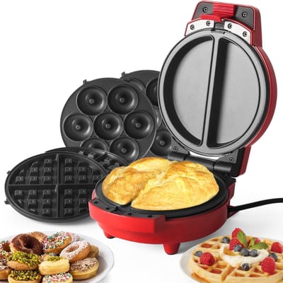 MMP® Wafelijzer met verwisselbare platen - Wafelijzer - Rood - ‎23cm x 23cm x 27cm