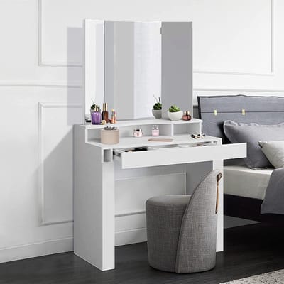 Monkey's Kaptafel - Make up Tafel Voor Vrouwen - 3 delig - Inklapbaar - Wit - Kaptafel Met Spiegel - 90 x 55 x 155 cm
