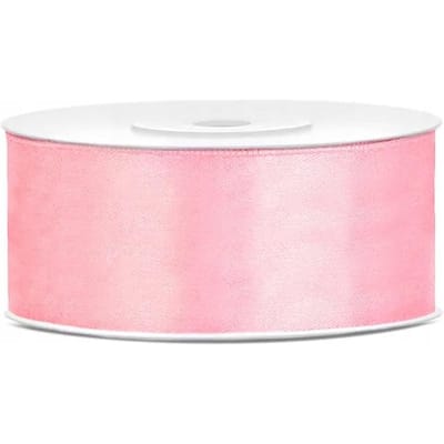 PartyDeco - Satijn lint roze 25 mm /rol 25 m