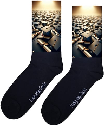 LuckyDay Socks - Geslaagd sokken - Diploma sokken - Examens - Trend nu - Geslaagd cadeau - Diploma cadeau - Leuke sokken - Grappige sokken - Diploma behaald - Gala - Trots - Vlag - Socks maken Happy - Maat 37-44