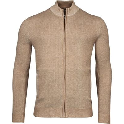 Baileys Vest Cardigan Zip Two-Tone Structure Jacquard Donker Zand / male