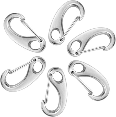 Klikhaken Roestvrij Staal - Klimclips Karabijnhaken - Outdoor Activiteiten - 100 kg Draagkracht - 5 x 5 cm - Zilver