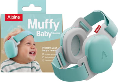 Alpine Muffy Baby Comfort (12-48 Maanden) - CE & ANSI Gecertificeerde Koptelefoon Baby - Verstelbare Gehoorbescherming Baby en Kinderen - Unieke Hoofdband voor Veilige & Comfortabele Pasvorm - 24 dB Demping - Aqua Blue