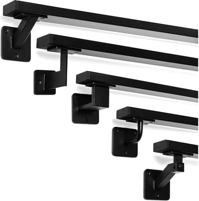 Oblong Handrail Set - Metal, Black, 50 cm - 2 Stuks voor Binnen en Buiten
