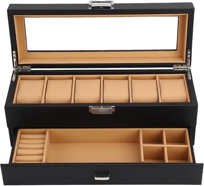 Juwelendoos met 6 Vakken - Horloge Display - Accessoires Organiseren - Dubbele Laag Ontwerp