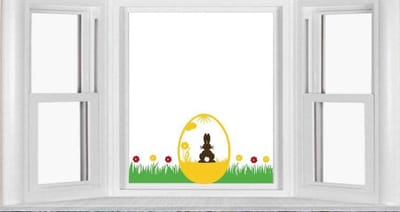 Herbruikbare raamsticker Pasen met gras, paasei / haas & bloemen | Rosami