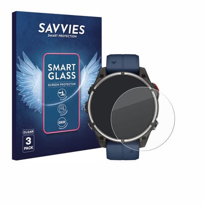 3 Stuks Savvies Screenprotector - geschikt voor Garmin quatix 8 Pro (47 mm) - beschermfolie glas transparant