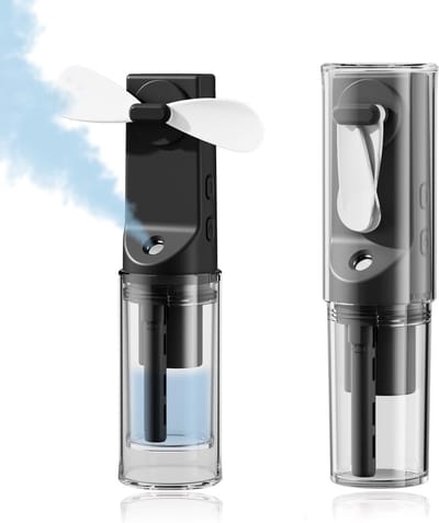 Handventilator - Mini Handventilator Met Sproei - Ventilator Met Waternevel - 1500mAh USB-C Oplaadbaar - 4 Snelheden - Draagbaar Design (14cm) - Ideaal Voor Kantoor & Reizen - Zwart