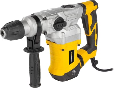 Powerplus Elektrische klopboormachine POWX11721 - 4 in 1: boren hamerboren beitelen en beitelrotatie, 1200 W boormachine, 5 J, Links en rechts schroeven, SDS plus, 6 accessoires