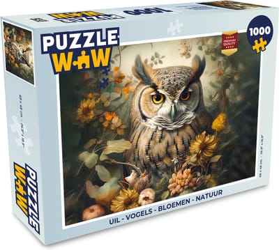 Puzzel Uil - Vogels - Bloemen - Natuur - Legpuzzel - Puzzel 1000 stukjes volwassenen