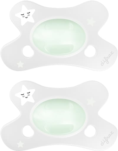 Difrax - Natural Fopspeen - 0 tot 6 Maanden - Glow in the Dark Speen - 2 st.