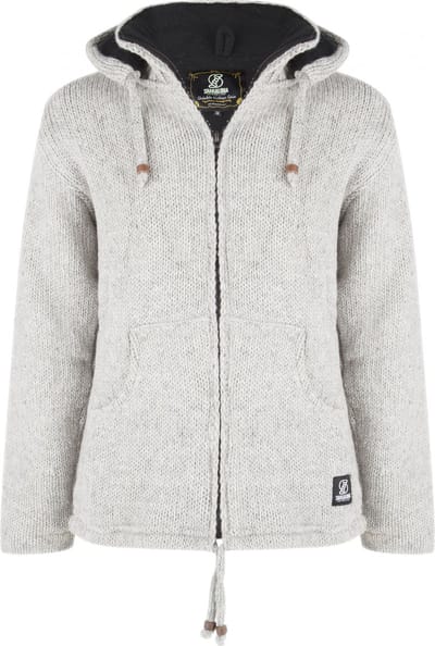 Gebreid Wollen Heren/Uni Vest van Schapenwol met Polyester Fleece voering en afneembare capuchon - SHAKALOHA - M Flash Ziphood M