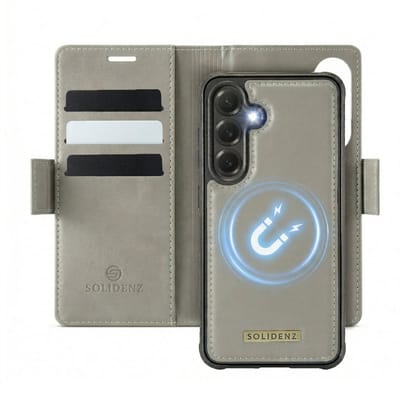 Solidenz hoesje – Geschikt voor Samsung Galaxy A57 – Luxe 2-in-1 Hoesje met Afneembare case – Pu-Leren Telefoonhoesje – Beige