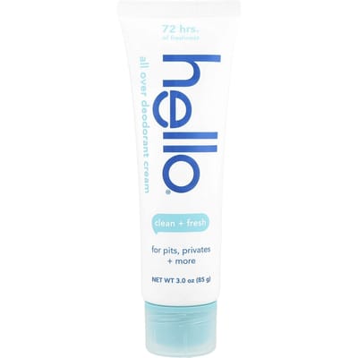 Hello, All Over Deodorant Cream, Clean + Fresh, 85g (3oz) blue