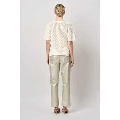 Dante6 Jaye Fancy Knitted Cable Top Butter Cream Maat: M | Sweaters Outlet | Dames | Wit