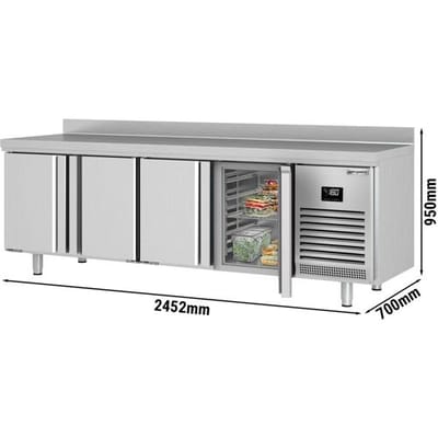 GGM Gastro Tiefkühltisch Premium PLUS - 2452x700mm - mit 4 Türen - mit Aufkantung Zilver