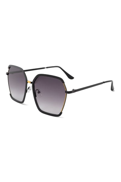 KIMU® Zonnebril UKI Groot Vierkant - Zwart Montuur - Zwarte Glazen - Volwassenen Kunststof Vintage Retro Amerikaans Influencer Luxe Mode Festival