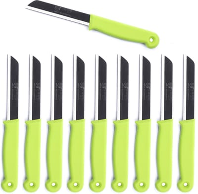Solingen Schilmesje Duits - Groen - RVS met kartel 18,5 cm. met beschermhoes - 10 stuks