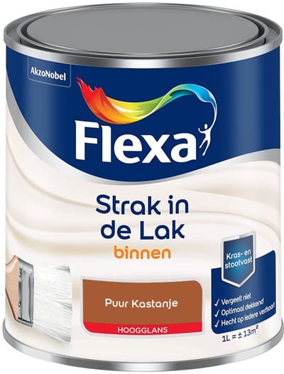 Flexa - Strak In De Lak Binnenlak Hoogglans - Puur Kastanje - Mengverf - 1 L