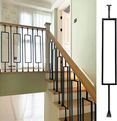 Trapleuning Spindel - Verstelbare Baluster - Binnen Veiligheid - Smeedijzer Duurzaamheid - 95cm Hoog - Zwart