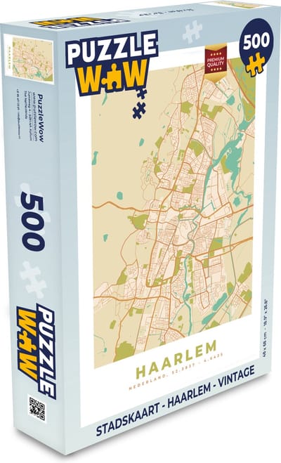 Puzzel Stadskaart - Haarlem - Vintage - Legpuzzel - Puzzel 500 stukjes - Plattegrond