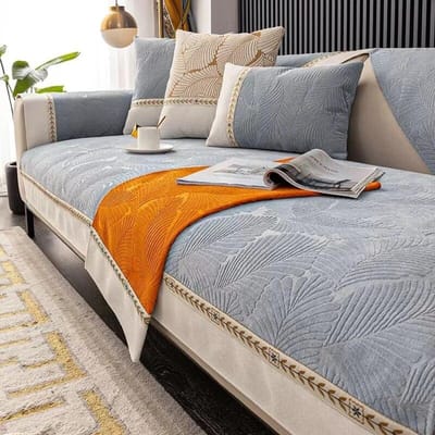 Vier Seizoenen Bankhoes Chenille Antislip Bankdoek Bankhoes Stoelkussen Hoek Kant Bankdoek voor Woonkamer 70x70cm A orange