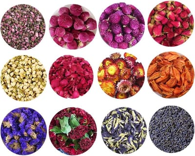 Petalen en Knoppen met Lavendel, Vergeet-mij-niet, Goudsbloem en Rozen voor Creatieve Knutselprojecten (12 Zakjes)