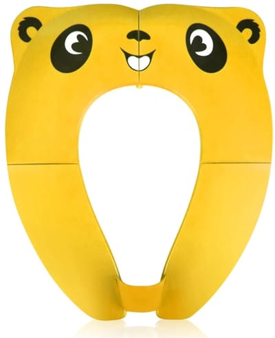 Reiswc-bril voor peuters - wc bril - wc bril met print - wc bril hoes - Antislip trainingswc-bril - ABS-materiaal - geel panda-patroon - 36*29*2,5 cm