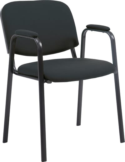 CLP Ken Pro - Stapelstoel - armleuningen - zwart - 150 kg - Stof/zwart