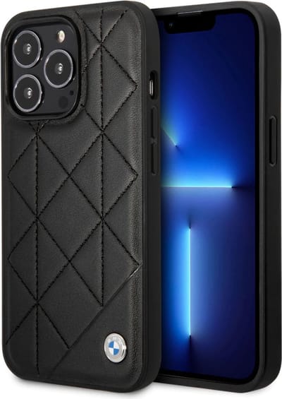 BMW imitatieleer Back Cover Telefoonhoesje voor Apple iPhone 14 Pro - Bescherm je Telefoon, Zwarte Kleur