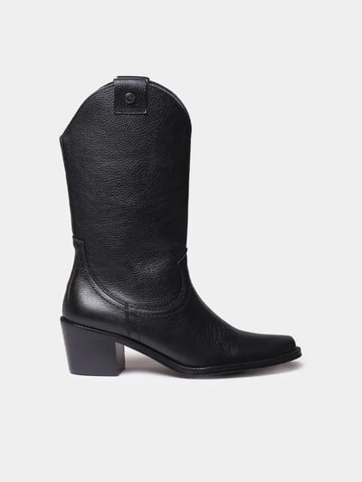 Dames leren cowboylaarzen met hak | UBEDA