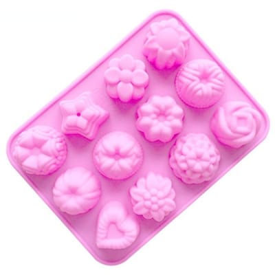 1 Stuk 12 Bloemen Gras Vorm Siliconen Multi-stijl Bakvorm Taart Snoep Chocolade Snoep IJs Gebak Voedselvorm Keuken Bar Kerstmis DIY Gereedschap