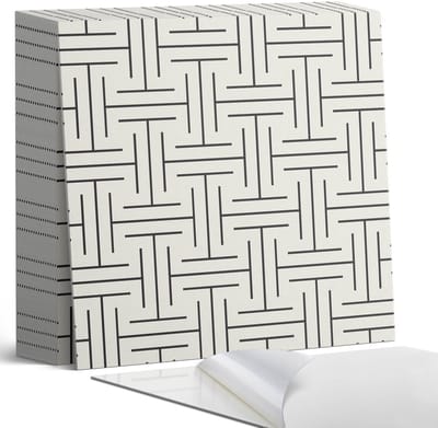 Coloray Plaktegels - Geometrisch ruitjespatroon Zelfklevende Tegels - 20 cm x 20 cm - Zwart Plaktegels - 20 stuks - Vierkant PVC Tegels - Plaktegels Badkamer - Plaktegels Vloer - Vinyl Tegels Zelfklevend - Wandtegel Zelfklevend