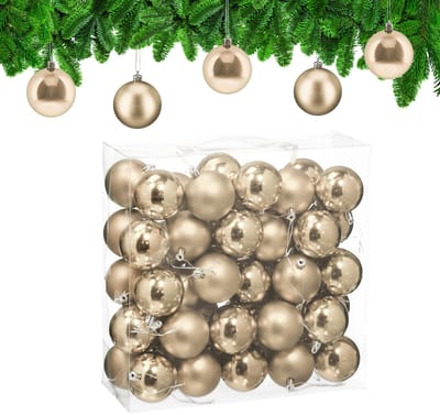 kerstballen set van 50 - Ø 6 cm - glanzend - mat - kunststof - champagne