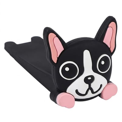 Zwarte deurstopper met cartoon hond – PVC deurstopper wig – antislip ontwerp – decoratieve deurwig – bescherming tegen dichtklappen – geschikt voor thuis en kantoor
