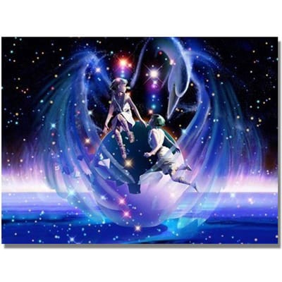 Diamant schilderij 12 zodiakaal diamant borduurwerk sterrenbeelden sterrennacht landschap kruissteek 20X30CM blue