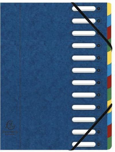 Exacompta Sorteermap HARMONIKA® met uitrekbare rug en uitgesneden vensters - 12 indelingen - Blauw - 55122E