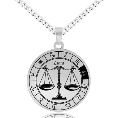 Sterrenbeeld Weegschaal (Libra) Ketting Zilverkleurig - Roestvrij Staal Zodiac Talisman - Stainless Steel - 60cm - Pax Amare
