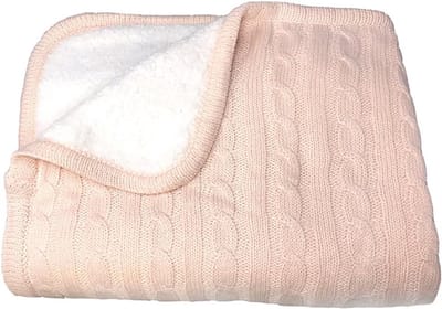 Kabelgebreide Babydeken met Sherpa Voering 76x102 cm - Zacht en Warm