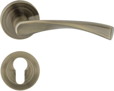 Domino® Deurkrukgarnituur ROMANA-R M3 - Mat bruin - PZ-Profielcilinderset met Ronde Rozette - Deurbeslag van aluminium - Deurklink voor kamerdeur, kantoordeur, kelderdeur en binnendeur
