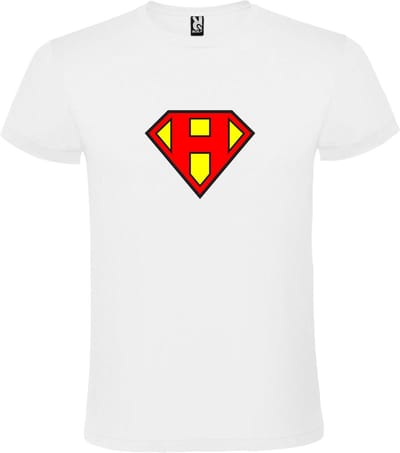 Wit T shirt met print van "letter H“ Superman “ Logo print Rood / Geel size XS