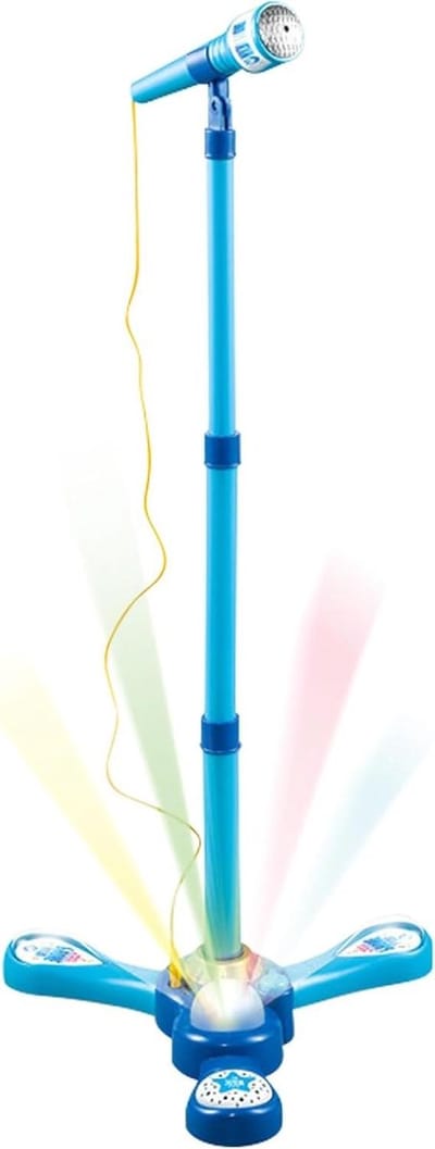 Microfoon voor kinderen - Muziekspeelgoed - Zingen en optreden - Verstelbare standaard - 345 cm - Blauw