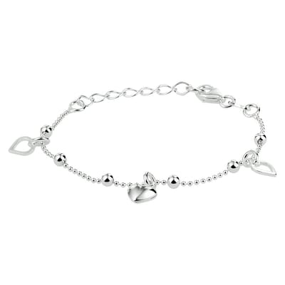 Zilver Gerhodineerd Armband Hart 13 + 3 Cm 1333307