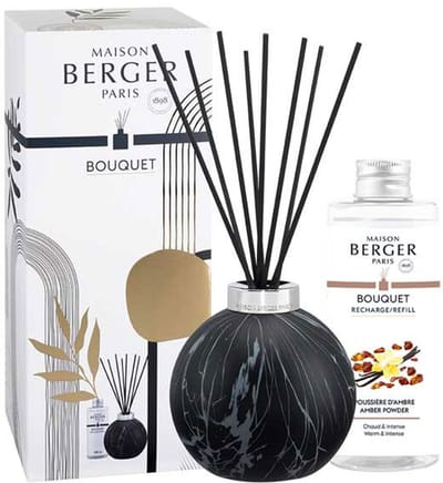Geur verspreider - Geurstokjes Parfumsticks Marbrure Noir - Deze Giftset bevat het Huisparfum Poussière d'Ambre 180ml