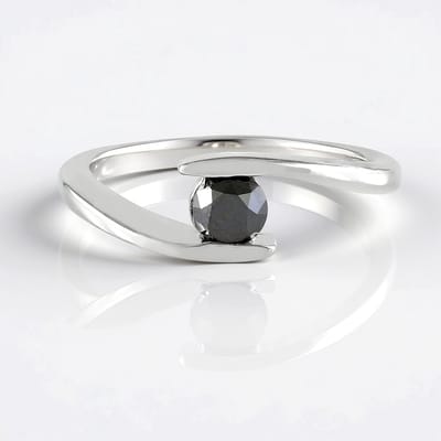 Cavill - Zilveren ring - 925 Sterling zilver geplatineerd - Zwarte diamant 0 454 ct briljantslijpsel - Moderne elegante ring - Ronde 4 6 mm